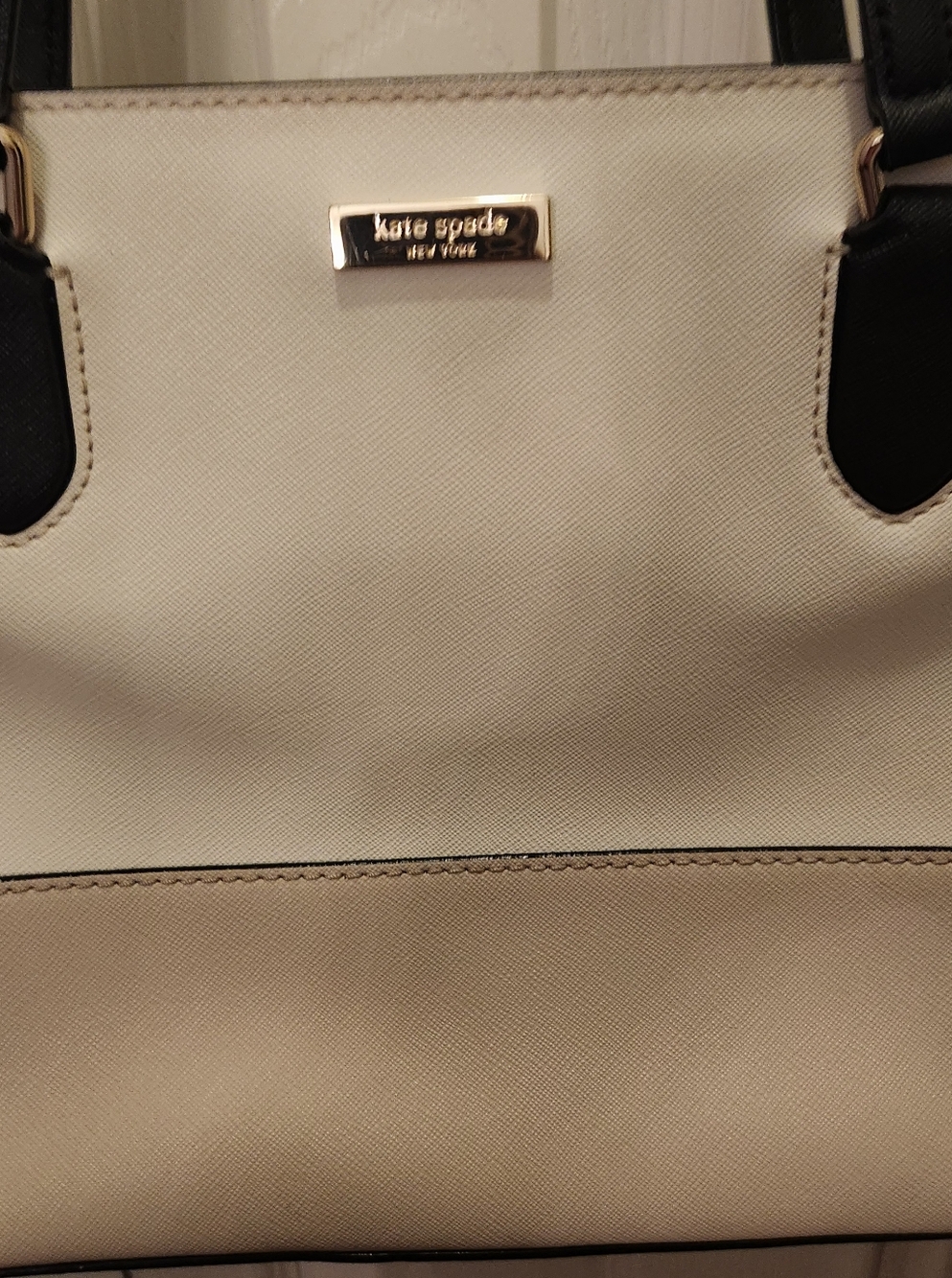 kate spade Two-Tone Cream and Black Structured Tote - Picture 2 of 10